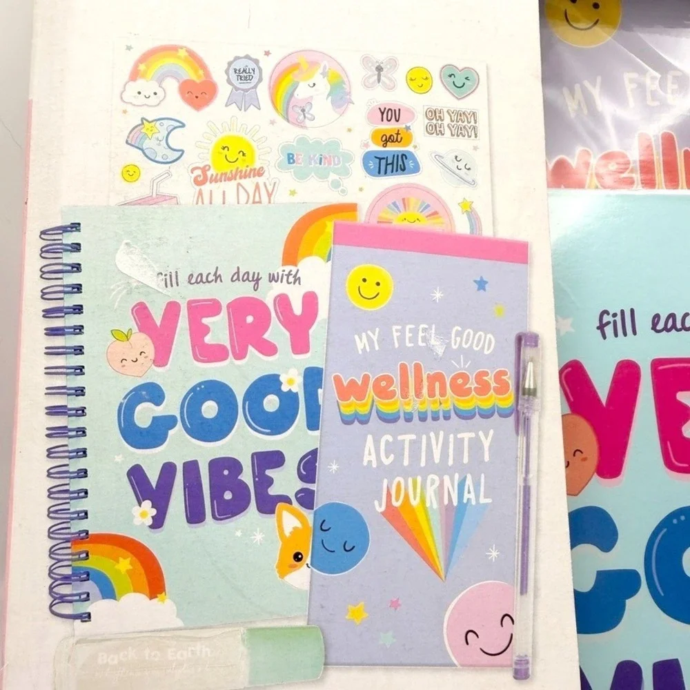 Kids Stationery Journal Kit Just My Style Mood Joy Wellness Pink Rainbow Health